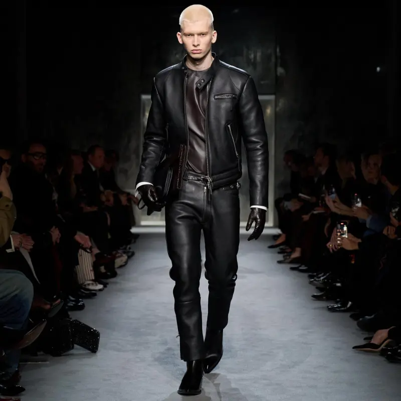 GRAIN LEATHER ZIP BIKER BLACK online